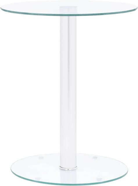 vidaXL Couchtisch aus Hartglas in Transparent und Silber, runder Glastisch für den Wohnraum, Höhe: 40 cm, Durchmesser: 50 cm - Bild 1