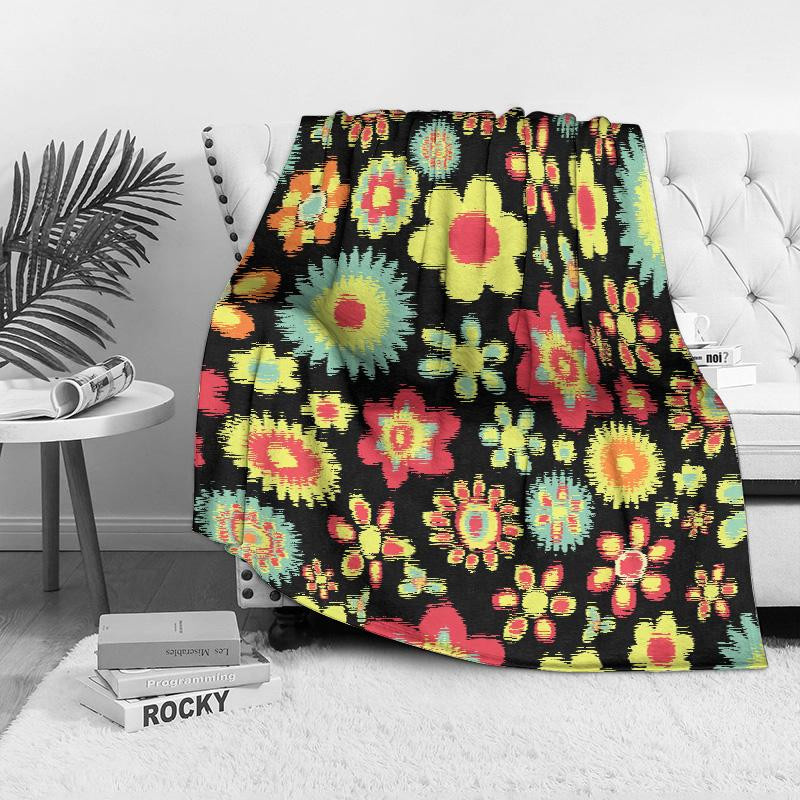 JMG Household Supplies Fleece-Decke mit Blumenmuster im Retro-Stil, weiche Dekorative Kuscheldecke aus Coral Fleece, Mehrfarbig, B x H: 70 x 100 cm - Bild 2