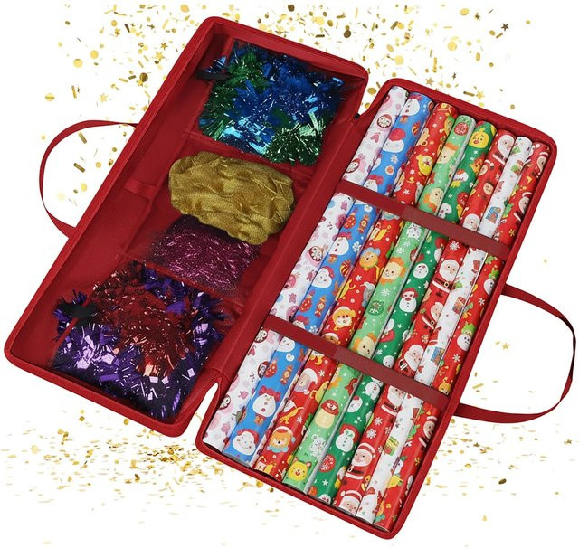 Relaxdays Geschenkpapier Aufbewahrung aus Polyester und Kunststoff in Rot, B/T/H: 34 x 82 x 13 cm - Bild 1