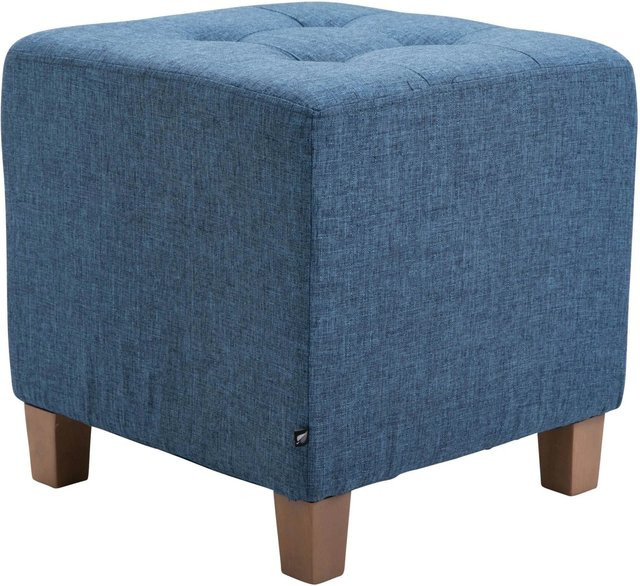 DELUKE Sitzhocker CELIS Polsterhocker aus Stoff in Blau, B/T/H: 45 x 45 x 46 cm - Bild 1