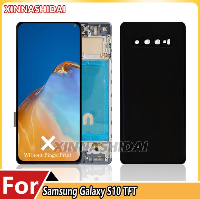 Samsung Galaxy S10 TFT S10 LCD-Display Touchscreen mit Rahmen und Rückabdeckung für SM-G973F SM-G973U SM-G973W - Bild 1