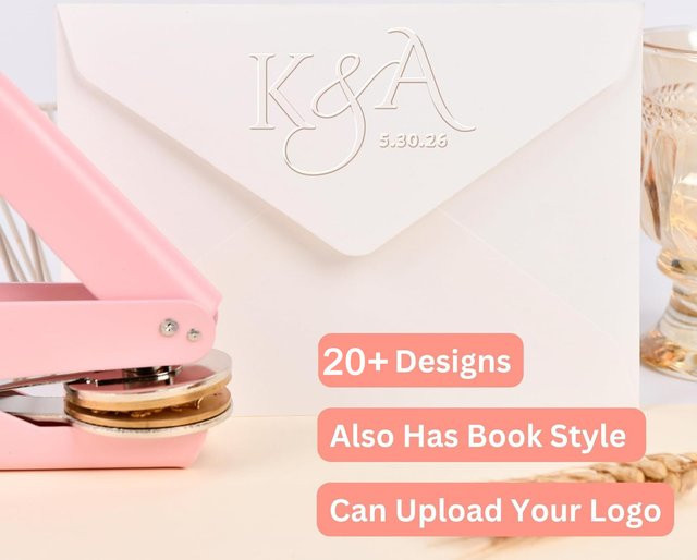 Personalisierter Prägestempel mit individuellem Logo-Design für Hochzeitseinladungen und Bücher - Bild 1