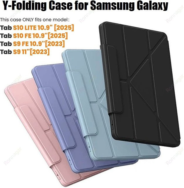 Slim Folio Y-Falthülle für Samsung Galaxy Tab S10 Lite, S11, S9, S10 FE 11 Zoll mit Standfunktion und Auto Wake/Sleep in Blau - Bild 1