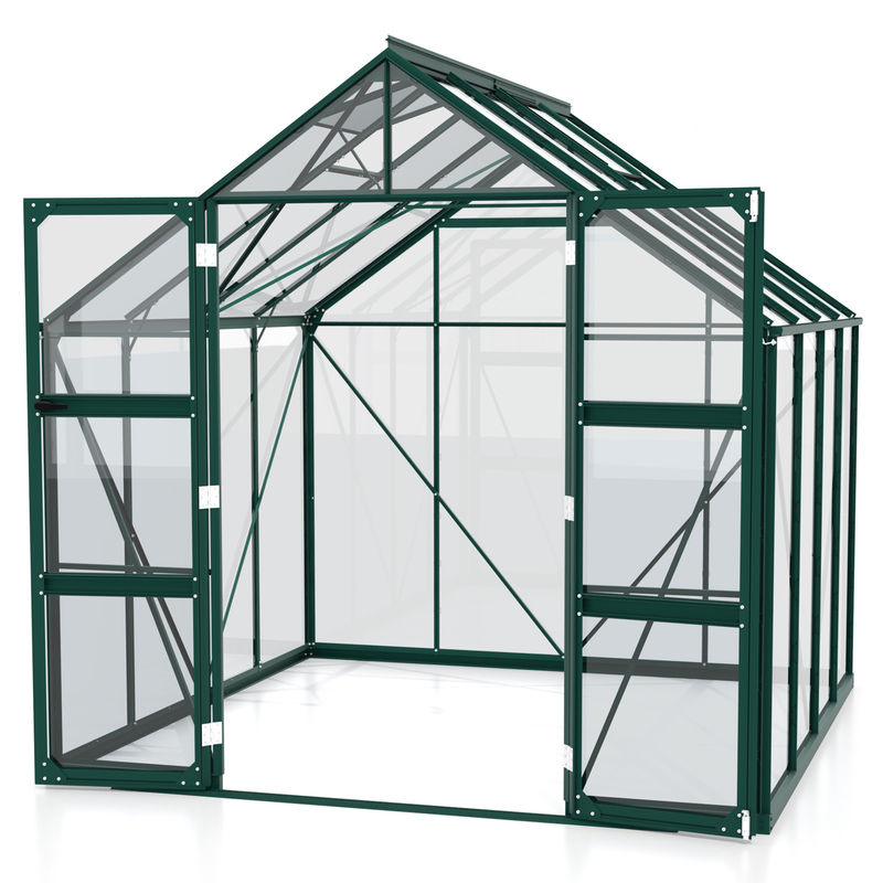 Vitavia Gewächshaus Domus 6700 in Smaragdgrün mit Einscheibensicherheitsglas und Doppelschwingtür, 6,7 m² - Bild 3