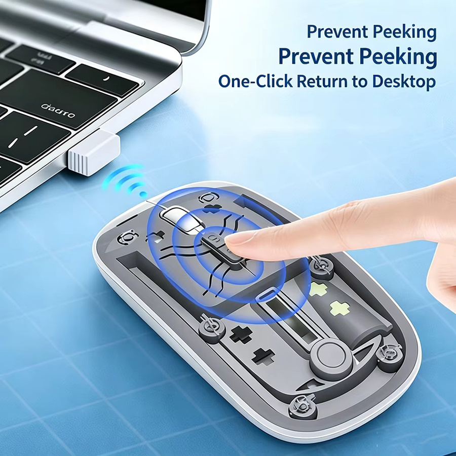 KEBIDUMEI Transparente Funkmaus mit Bluetooth und 5 Stummschalttasten für PC, Laptop und MacBook, Farbe: Transparent/Schwarz - Bild 3