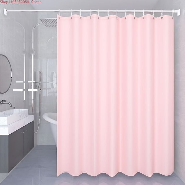 Wasserdichter Duschvorhang von Potdemiel in Pink mit Haken, schnell trocknend und blickdicht, B/H: 90 x 180 cm - Bild 1