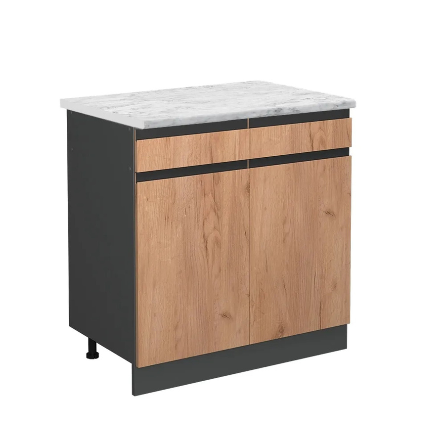 Vicco R-Line Schubladenunterschrank für die Küche in Goldkraft Eiche mit Marmor-Optik, Breite: 80 cm - Bild 2