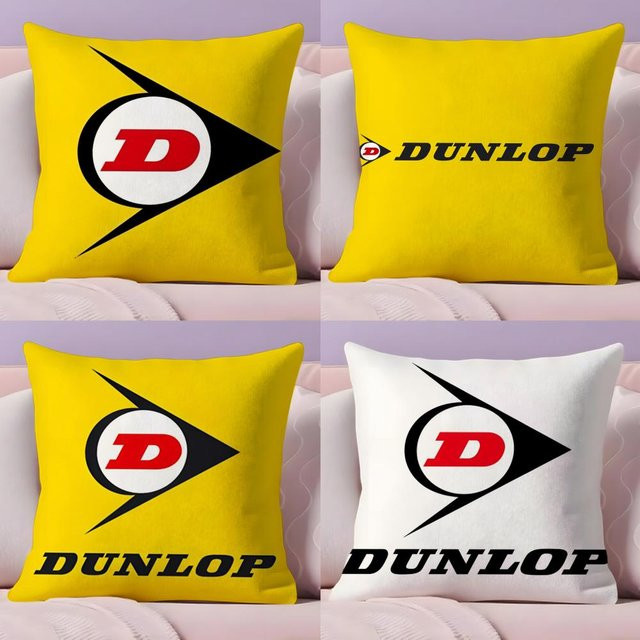 Dunlopillo Kissenbezug aus organischem Leinen mit beidseitigem Grafikdruck in Weiß und Gelb, quadratisch, 30 x 30 cm - Bild 1