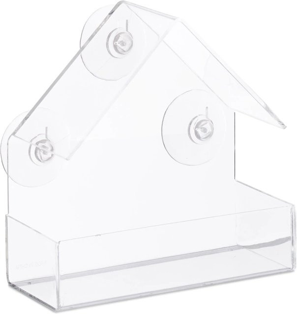 Relaxdays Fenster Vogelfutterhaus aus Acrylglas und PVC, transparent, B/T/H: 15 x 15 x 7 cm - Bild 1
