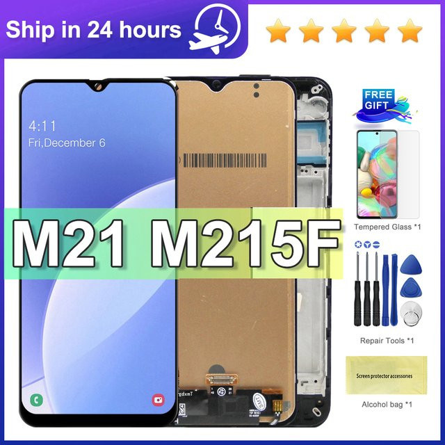 Samsung M21 2020 AMOLED LCD Display mit Rahmen in Schwarz für SM-M215F/DS - Bild 1