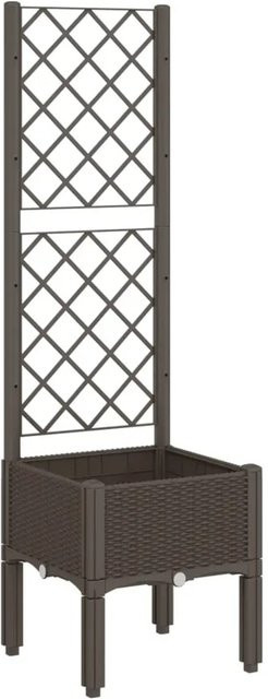 vidaXL Pflanzkübel mit Rankgitter in Rattan-Optik, Braun, B/T/H: 40 x 40 x 142 cm - Bild 1