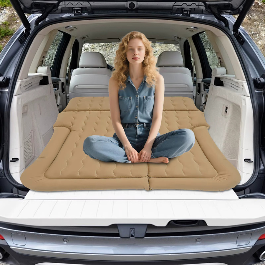Bymaocar Aufblasbare Matratze für Auto und SUV, Luftbett aus langlebigem PVC in Beige, ideal für Camping und Reisen - Bild 2