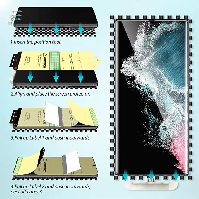 3 Stück Full Cover Hydrogel Displayschutzfolie für Samsung Galaxy S22 Ultra und S22 Plus, transparent - Bild 6
