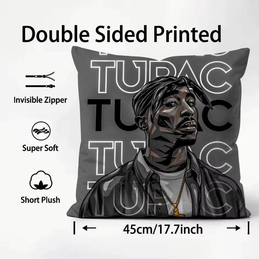 2P-PAC Tupac S-Shakur Kissenbezug, quadratisch, Schwarz, Breite: 30,0 cm - Bild 3