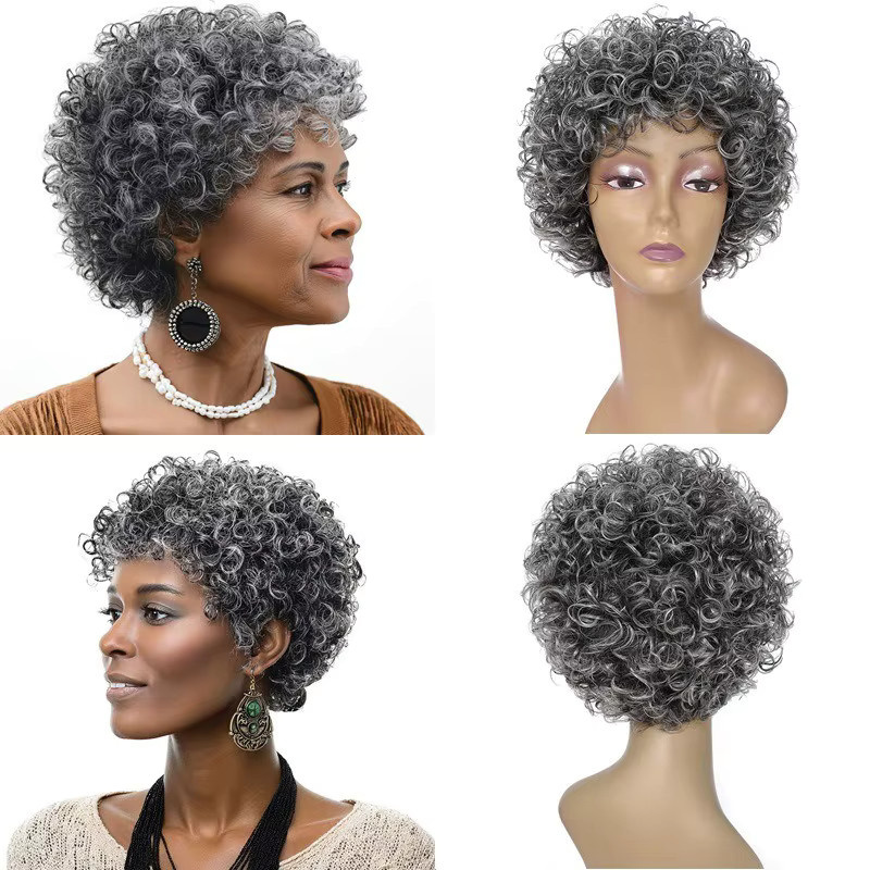 GloTress Kurzhaarperücke aus Echthaar, Granny Grey, 6 Zoll, 180 % Dichte - Bild 2