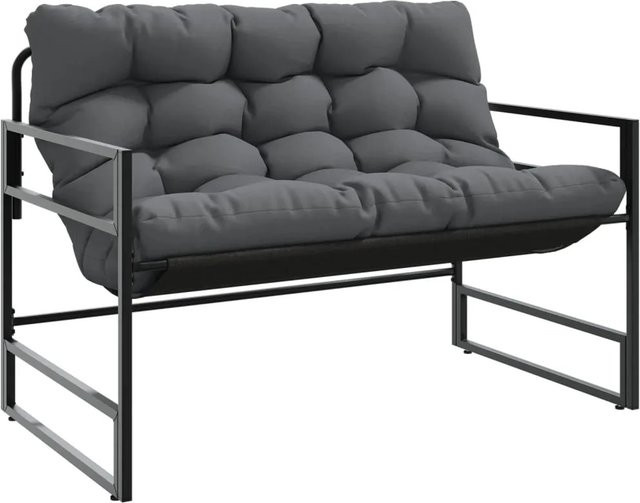 vidaXL Gartenbank mit Kissen in Anthrazit aus Stahl und Kunststoff, Breite: 113 cm - Bild 1