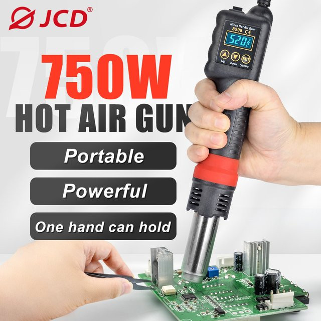 JCD 8208 Micro Heißluftpistole 750W Solierstation mit LCD Digital Display in Schwarz für BGA IC Lötarbeiten - Bild 1