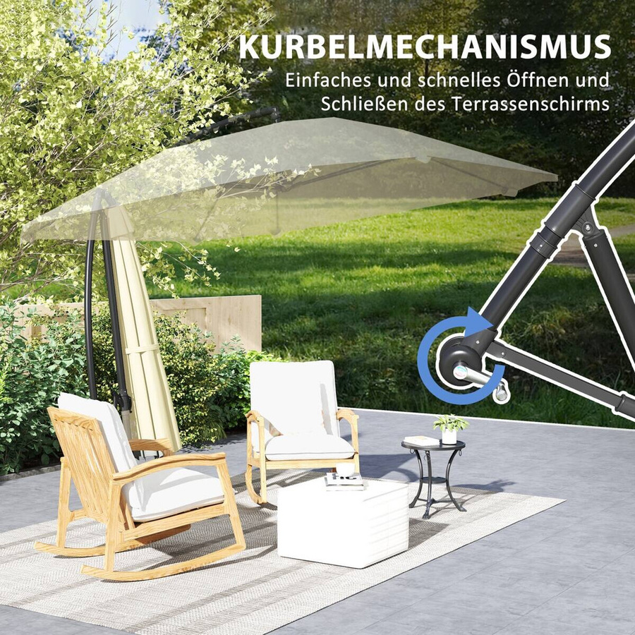Outsunny Ampelschirm beige aus Polyester B/H/T: 260 x 245 x 304 cm - Bild 3