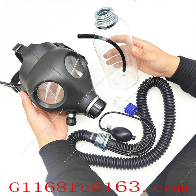 MLHJ Gasmaskenzubehör Set in Schwarz mit Gummischlauch, Metallverbindung und Katheter - Bild 1