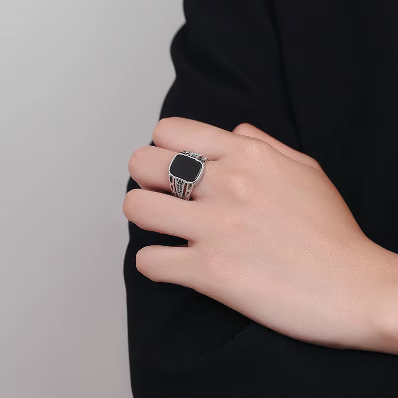 NASIA Ring, Silber, Schwarzer Achat, Damen - Bild 2