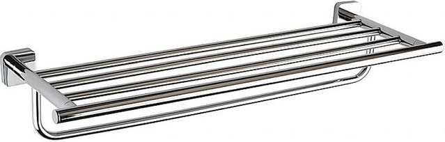 BASI Handtuchablage aus Messing in Chrom poliert Silber, B/H/T: 65,6 x 10,5 x 21,6 cm, zur Wandmontage durch Bohren - Bild 1