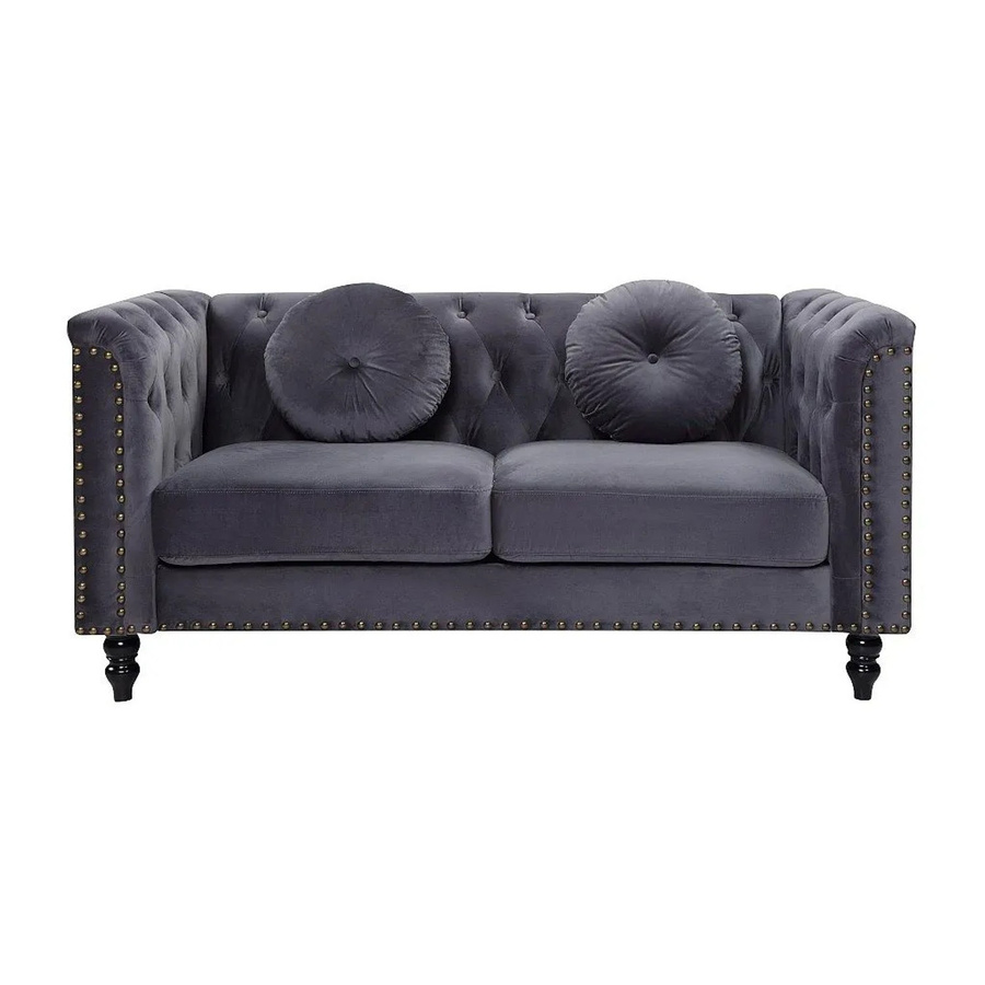 Vente-unique Sofa Turner in Anthrazitgrau mit Samtbezug, Breite: 163 cm - Bild 2