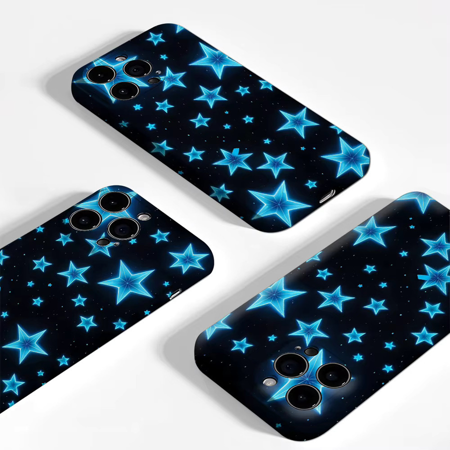 Potdemiel Neonblaue Stern-Handyhülle für iPhone 17 16 15 14 13 Pro Max Plus mit Magnetfunktion und robustem Doppelschicht-Schutz - Bild 4