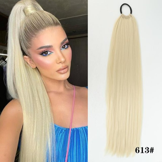 Lupu Yaki Straight Synthetischer Pferdeschwanz Haarteil, 60 cm, Schwarz, Damen - Bild 1
