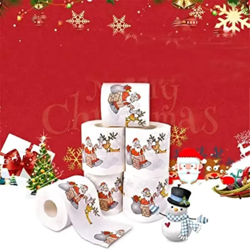 Buntes Toilettenpapier mit Weihnachts-Muster für deine Weihnachtsdekoration zu Hause - Bild 3