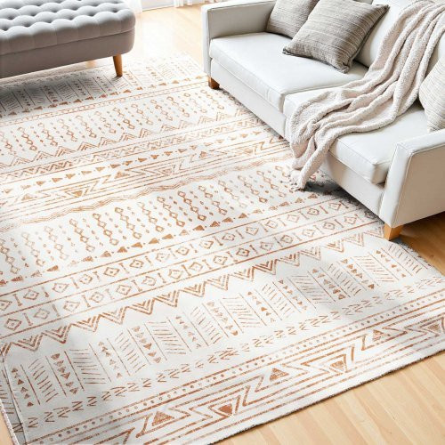 VEVOR Flächenteppich Modern Ethnic in Beige, waschbar und rutschfest, B/T: 152,4 x 243,8 cm - Bild 1