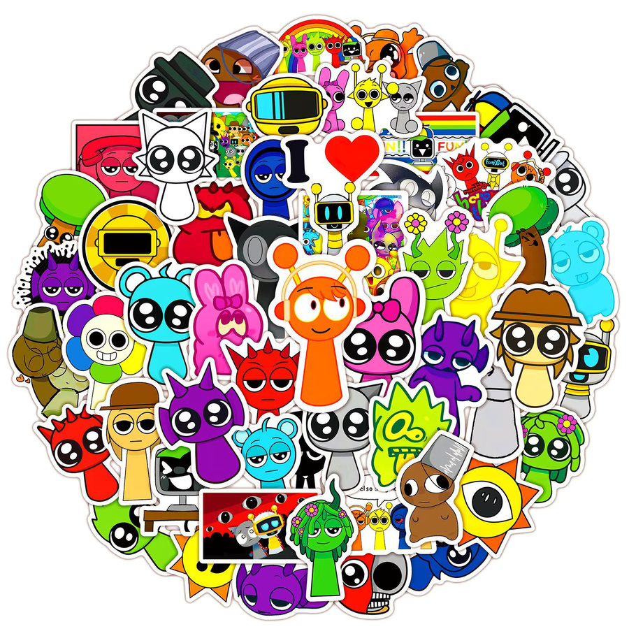 60 Stück Incredibox Sprunki Aufkleber, wasserfeste DIY Sticker in Multicolor für Scrapbooking, Handy und Skateboard - Bild 3