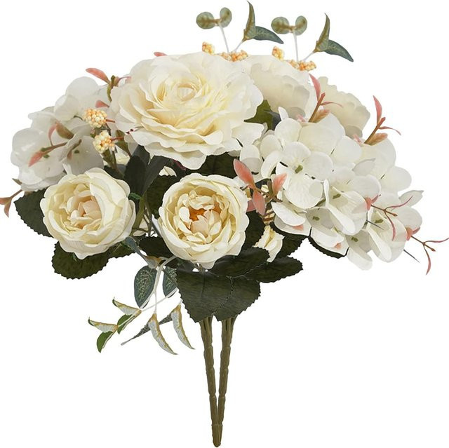 Yusheng Künstliche Blumensträuße in Weiß aus Textil für Tischdekoration und Hochzeiten - Bild 1