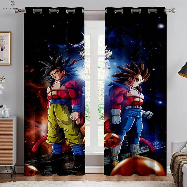 Yiran Furniture Vorhänge mit Japanischem Drachen Motiv, 2er-Set aus Polyester, halbtransparent, Mehrfarbig, Breite: 100 cm, Höhe: 240 cm - Bild 1