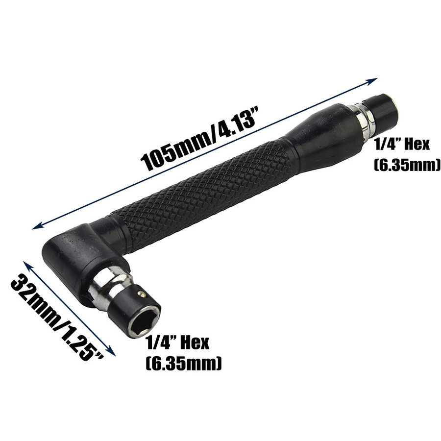 DAZZLEEX L-Typ 1/4 Sechskant-Schraubendreher-Bit mit Doppelendgriff und 90 Grad Winkel für Reparaturarbeiten, Schwarz, 6,35 mm - Bild 2