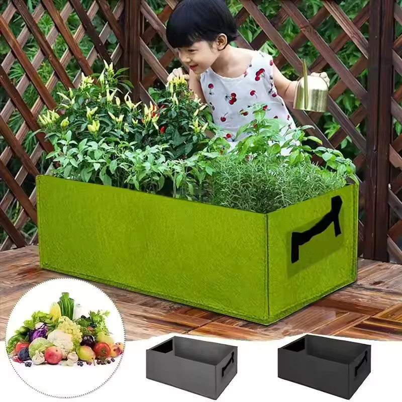 Atmungsaktiver rechteckiger Pflanzbehälter als Wachstumsbeutel für Gemüse und Blumen, Farbe: Schwarz oder Grün, B/T/H: 50 x 30 x 50 cm - Bild 3