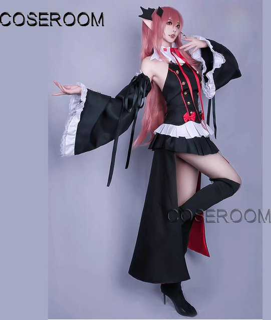 COSEROOM Seraph Of The End Krul Tepes Cosplay Kostüm Perücke, Schwarz - Bild 1