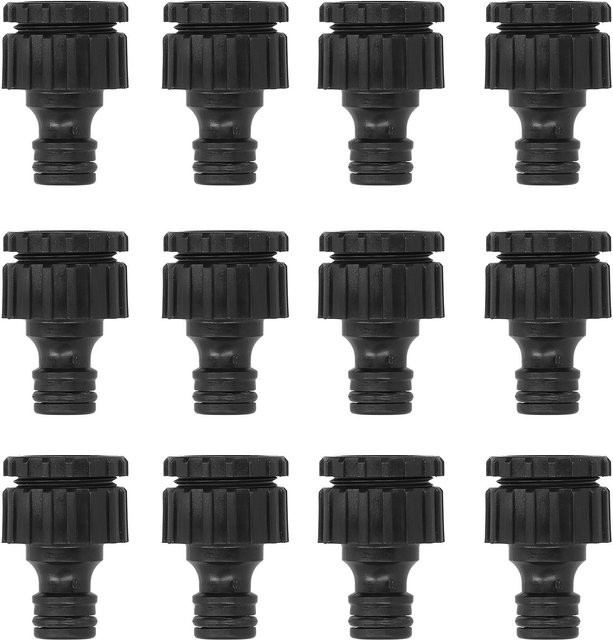 12er Set Garten Schlauch Adapter mit G1/2 und G3/4 Innengewinde von TOMTOP JMS in Schwarz - Bild 1