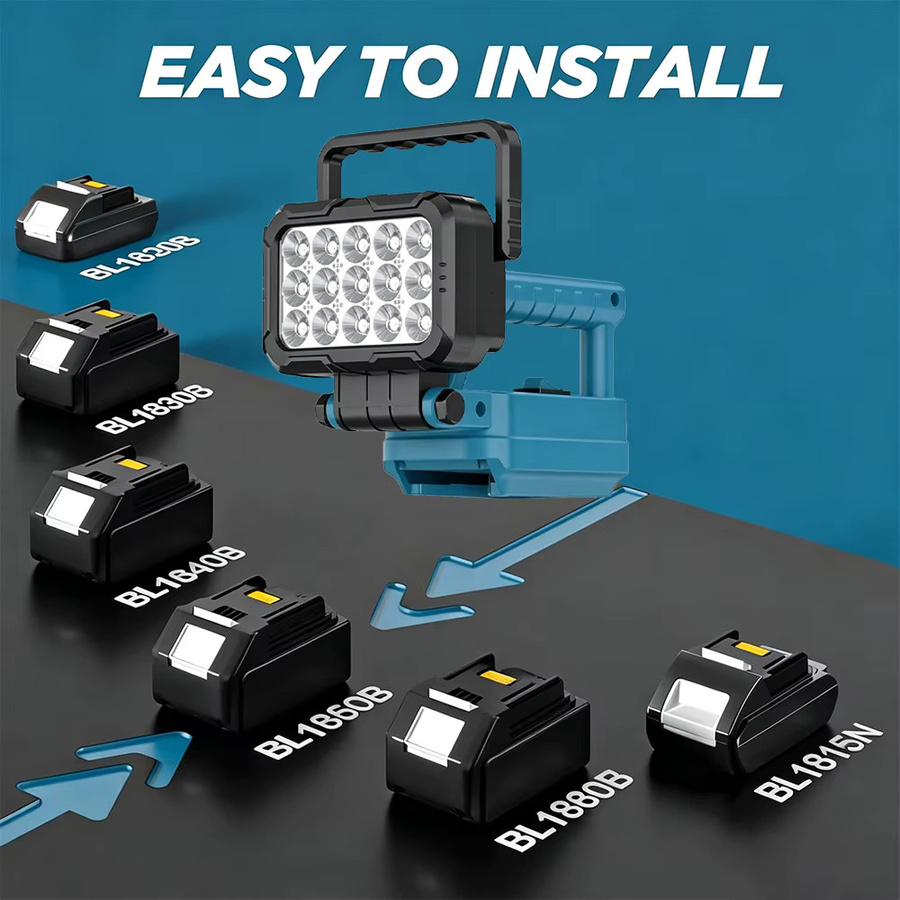 DeWalt Dual-USB-Hakenlampe als 3 Zoll Handlaterne und Scheinwerfer kompatibel mit Makita, DeWalt und Milwaukee 14,4V und 18V Li-Ionen-Akkus (ohne Akku) - Bild 2