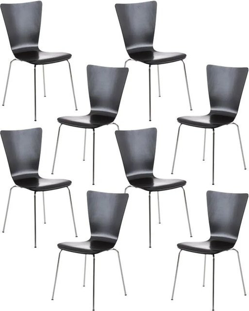 CLP 8er Set Besucherstühle Aaron Schwarz in Schwarz und Silber, stapelbar, modern mit Holz und Metall - Bild 1