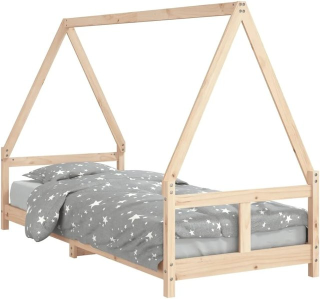 vidaXL Kinderbett mit Hausrahmen aus Massivholz Kiefer in Braun, B/T/H: 80 x 200 cm - Bild 1