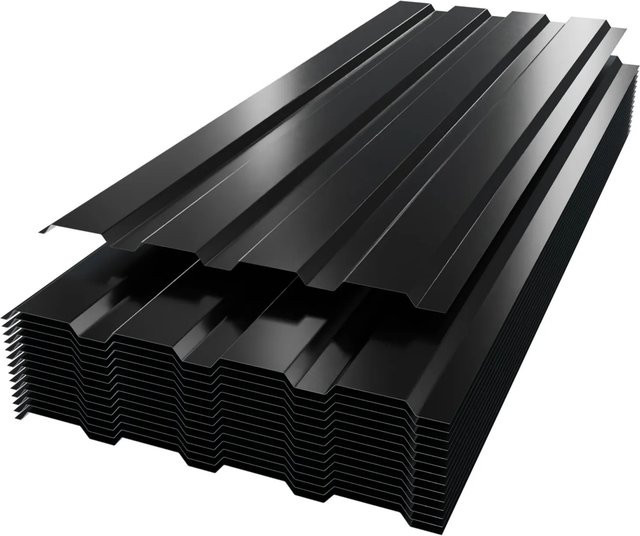 GARMIO Profilblech Amalfi 129 Trapezblech Set aus verzinktem Stahl in Schwarz, 12 Stück, B: 129 cm, H: 45 cm - Bild 2
