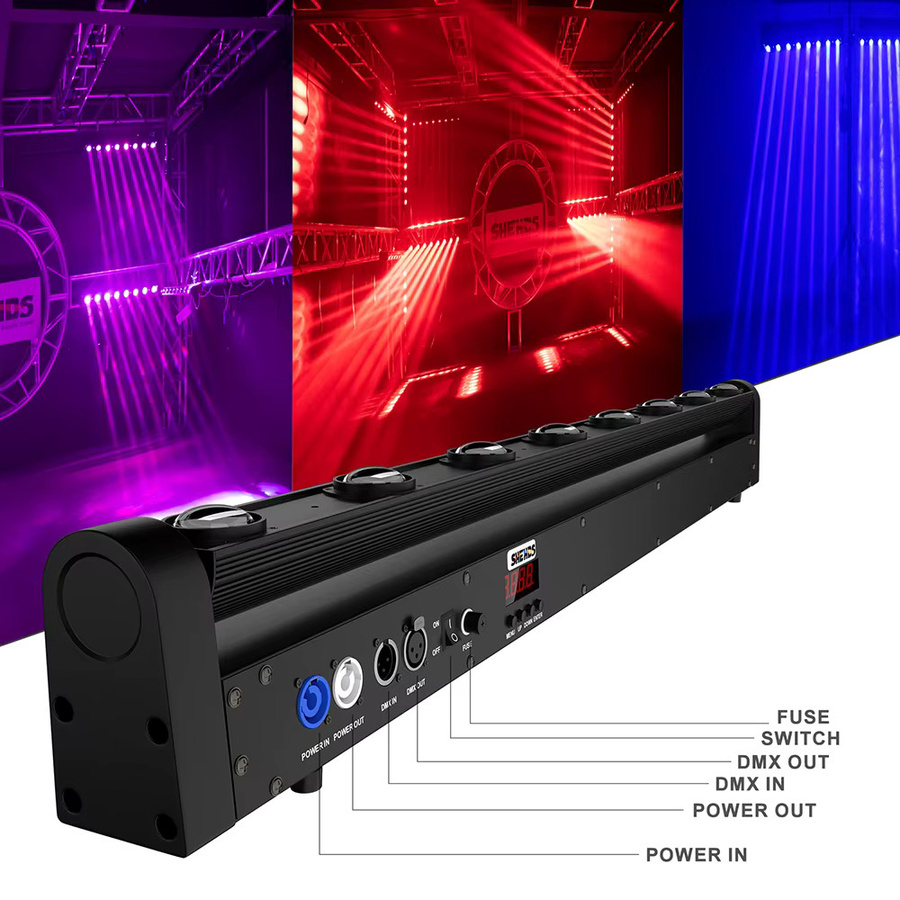 SHEHDS RGBW Mehrfarbige LED Bar Beam Moving Head Lichtanlage für DJ und Bühnen, Schwarz - Bild 2