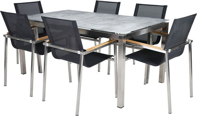 greemotion Dining Set aus Edelstahl mit Stein-Design und Holz-Elementen - Bild 1