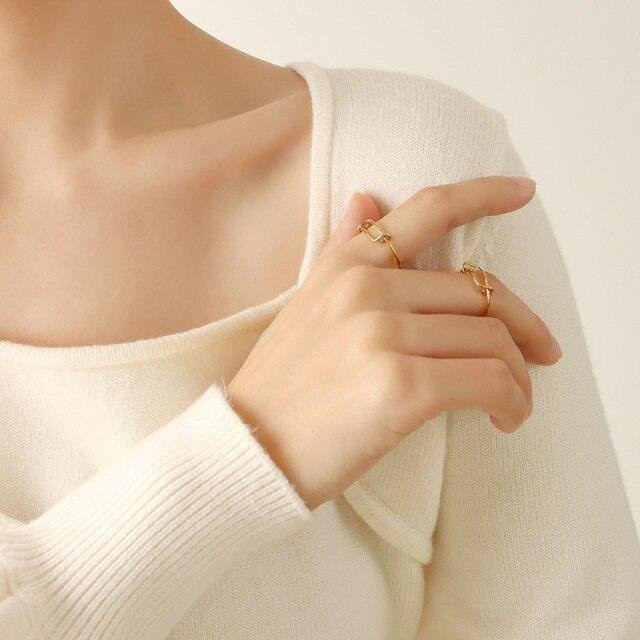 Edelstahlringe Knoten, beige, Unisex - Bild 1