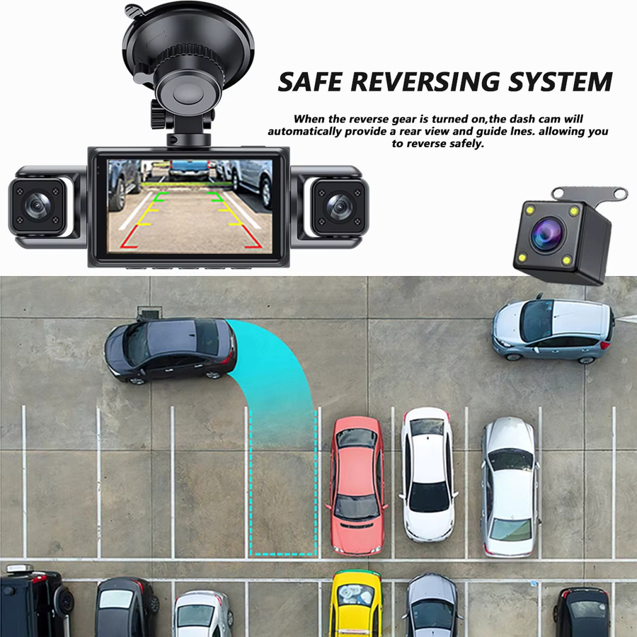 Etymoofox 4-Kanal WLAN-Dashcam mit 360 Grad Kamera, Nachtsicht und 24 Stunden Parkmonitor, Black Box Videorecorder für dein Auto, Schwarz - Bild 6