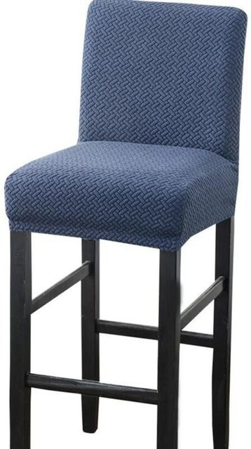 Linda Home Decoration Elastischer Stuhlbezug mit niedriger Rückenlehne und Fußhockerbezug in Navy Blau zum Staubschutz - Bild 1