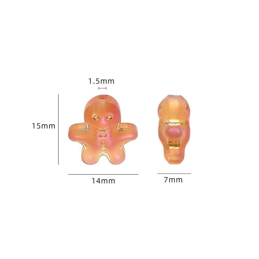 ZHUBI Keks-Mann-Perlen, transparent, mattiert, bunt, 14 mm, Unisex - Bild 2