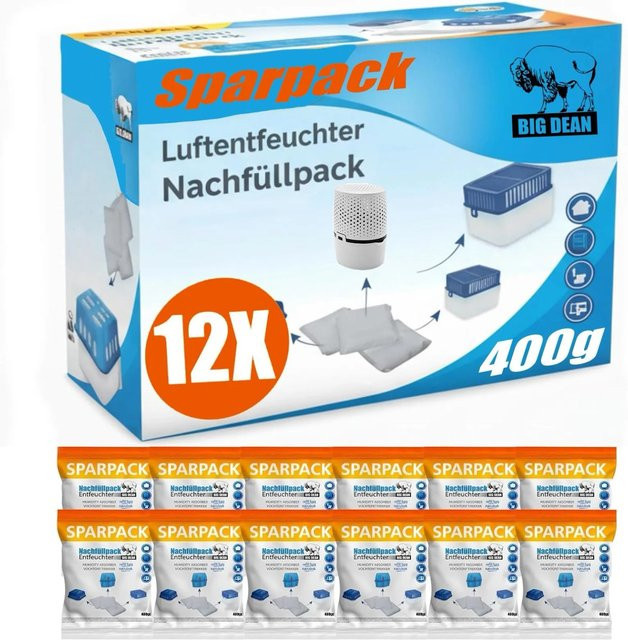 BigDean Luftentfeuchter Nachfüllpack Premium Granulat in Weiß, 12 x 400g - Bild 1