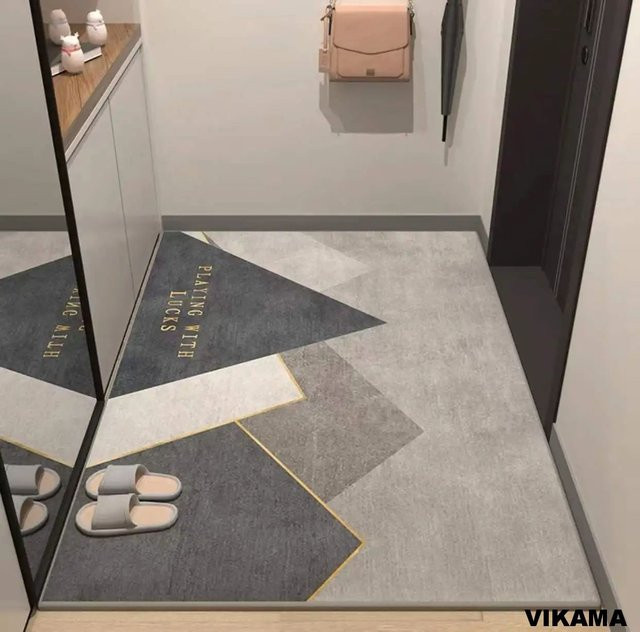 Vikama Kristall Samt Teppich in Grau, rutschfester Eingangsteppich im skandinavischen Design, B/T: 60 x 40 cm - Bild 1