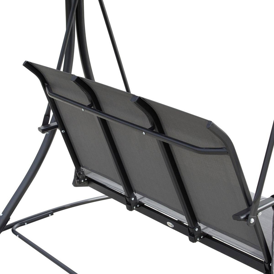 Outsunny 3-Sitzer Hollywoodschaukel mit Sonnendach und Auflagen in Grau, B/H/T: 196 x 172 x 128 cm - Bild 4